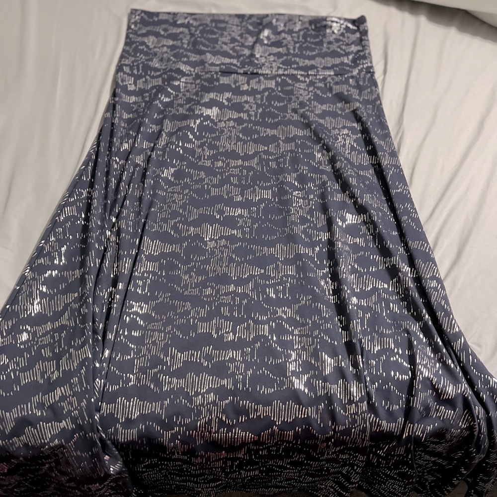 Lularoe long flowy skirt. Blue and silver